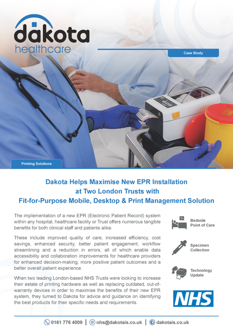 Dakota Helps Maximise New EPR Installation at Two London Trusts with Fit-for-Purpose Mobile, Desktop & Print Management Solution