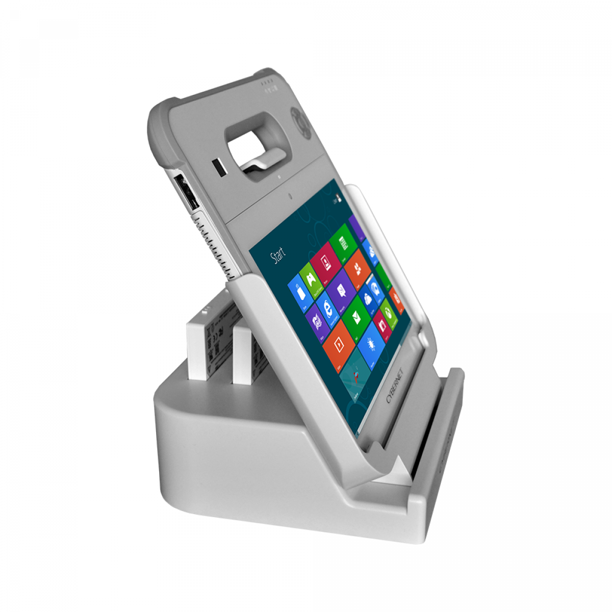 CyberMed-RX healthcare tablet in desktop docking station