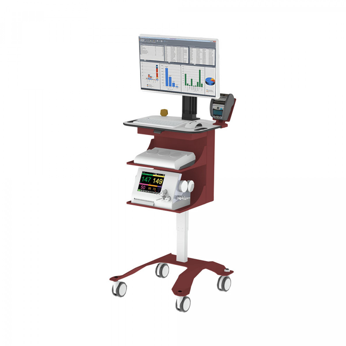 Maternity workstation on wheels - red