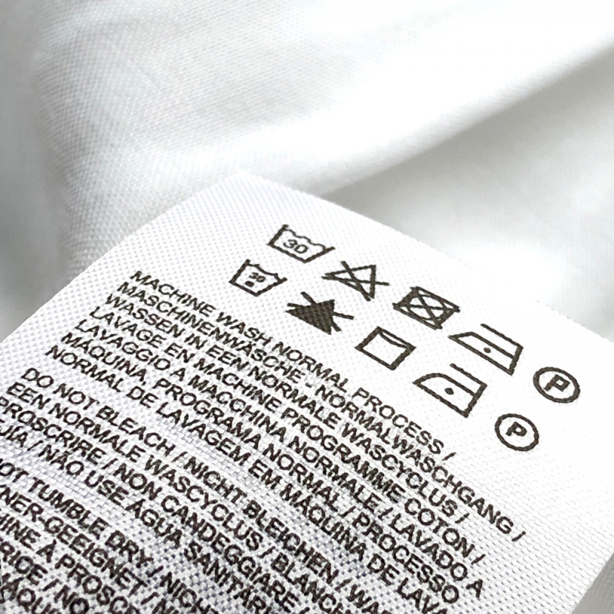 Polyester satin textile care labels