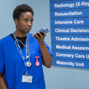 Nurse using Zebra HC50 for video call