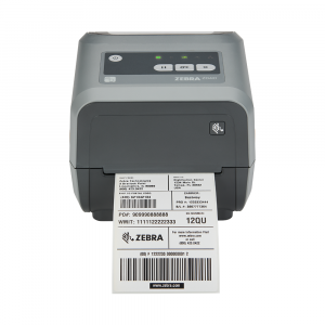 Zebra ZD421c desktop printer with shipping label